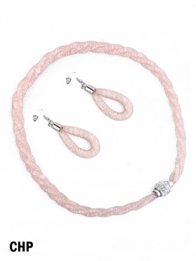 SPARKLE TWIST TUBE NECKLACE & EARRING SET
